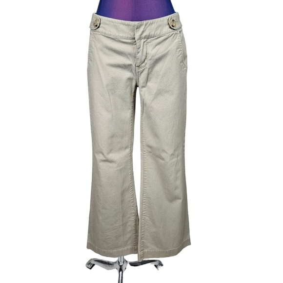 London Jean‎ Khaki Christie Fit Sailor Flare Chino Pants Size 2 Short Women's - Picture 8 of 9